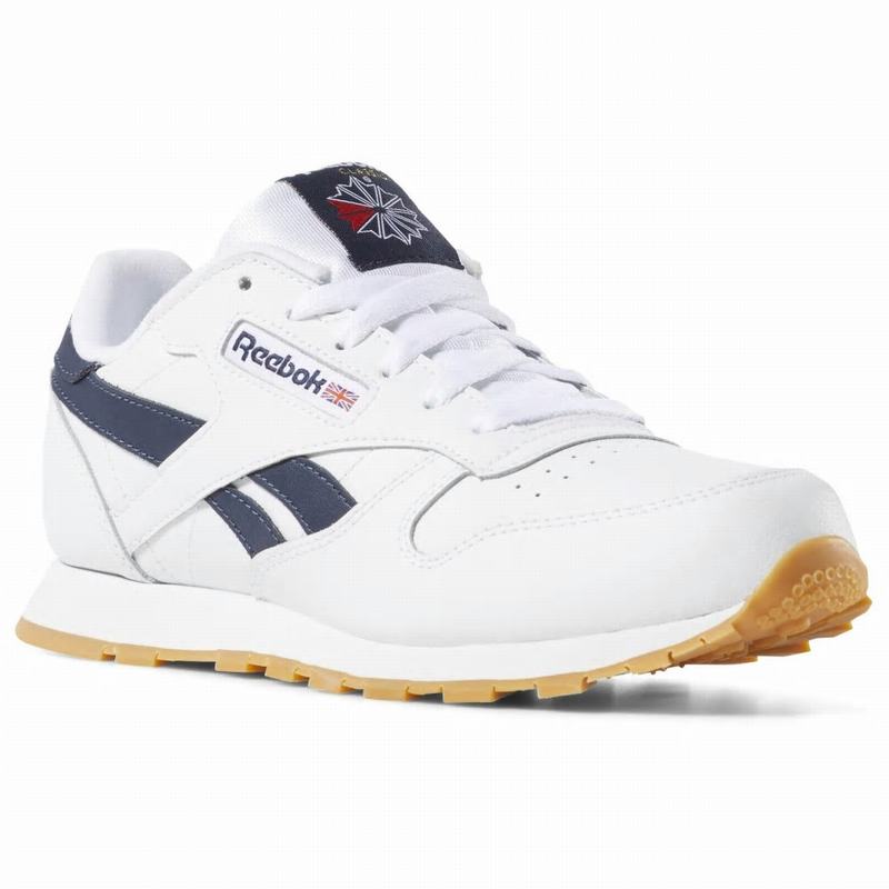 Tenisi Reebok Classic Leather Baieti Albi/Bleumarin Romania EI1016ZO